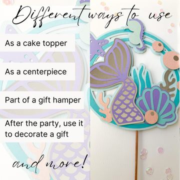 Pinfliers Mermaid/Under The Sea/Ocean Theme Birthday Decorations for Girls,Paper Mermaid Cake Topper,1,Happy Birthday Cake Topper,Blue/Purple,Party Cake Toppers for Cake Decoration